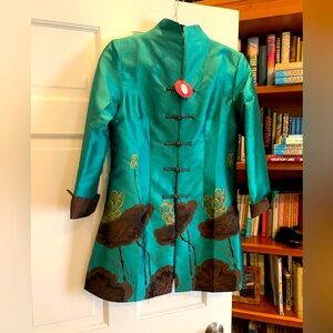 Silk painted jacket from luxury store in Hong Kong, new with tags, never worn